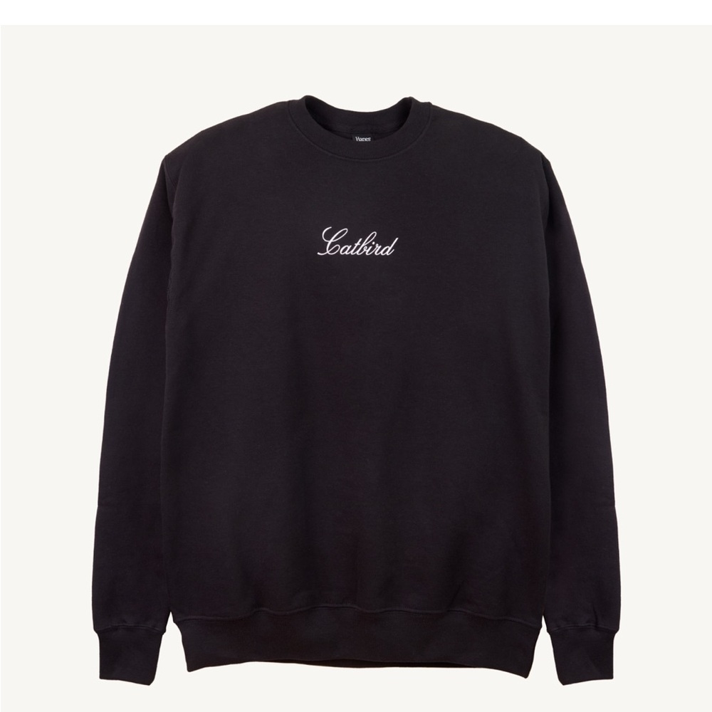 Catbird Black Crewneck Sweatshirt with White Script Logo